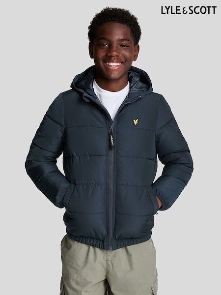 Lyle & Scott Blue Quilted Puffer Coat (F07214) | AED320