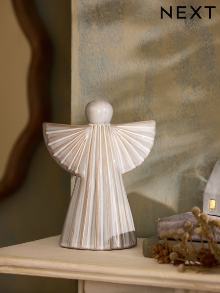 Natural Skandi Ceramic Angel Christmas Ornament (F07286) | €16
