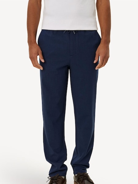 Les Deux Blue Como Tapered Textured Drawstring Trousers (F07297) | AED699