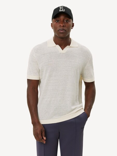 Les Deux Cream Emmanuel Open Collar Knit Polo Shirt (F07302) | €114