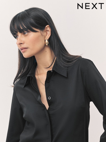 Black Fitted Stretch Essential Long Sleeve Shirts 2 Pack (F07332) | 157 QAR