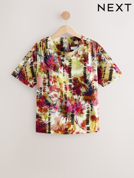Multicoloured Tie Dye Print Textured Boxy T-Shirt (F07353) | R$ 210