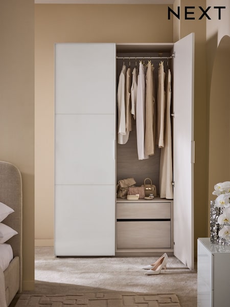 White Sloane Glass Double Semi Fitted Wardrobe (F07369) | €1,100