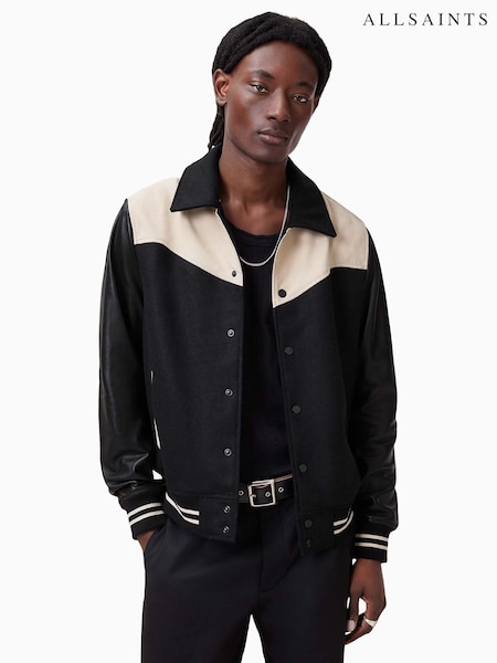 AllSaints Black Endleton Bomber Jacket (F07420) | $805