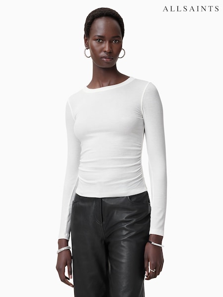 AllSaints White Bec Long Sleeve T-Shirt (F07432) | €70