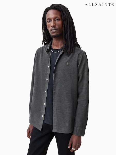 AllSaints Grey Lorella Long Sleeve Shirt (F07442) | R$ 1,075