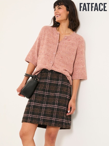 FatFace Jess Navy Tweed Skirt (F07564) | AED303