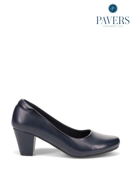 Pavers Blue Stacked Heel Court Shoes (F07602) | 148 QAR
