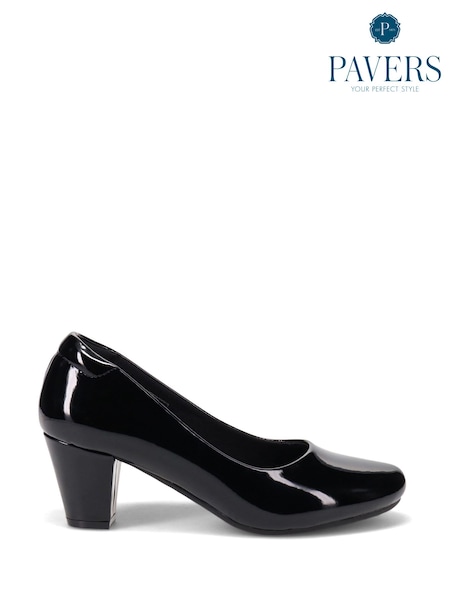Pavers Black Stacked Heel Court Shoes (F07604) | $52
