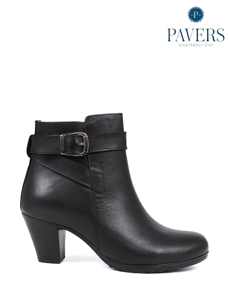 Pavers Black Dark Stacked Heel Court Shoes (F07605) | $105