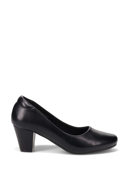 Pavers Black Stacked Heel Court Shoes (F07607) | $52
