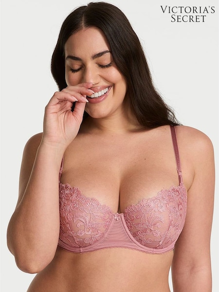 Victoria's Secret Pink Rose Unlined Balcony Blossom Embroidery Bra (F07646) | €56