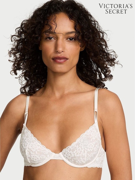 Victoria's Secret Coconut White Unlined Demi Sexy Tee Lace Bra (F07657) | €29