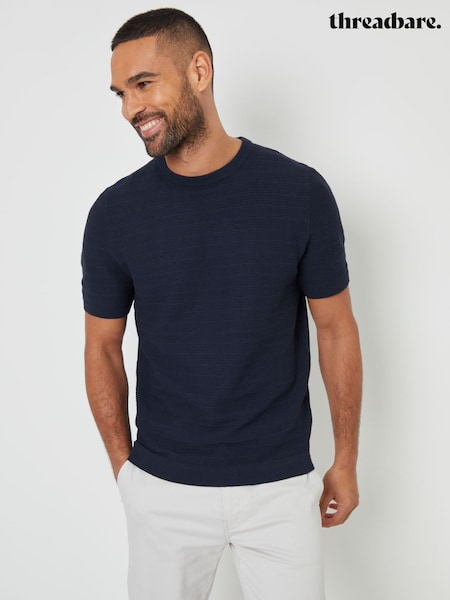 Threadbare Navy Textured Knitted T-Shirt (F07671) | 99 QAR