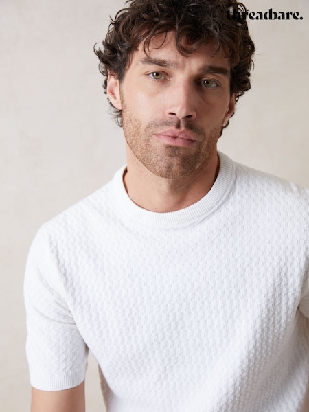 Threadbare Cream Textured Front Knitted T-Shirt (F07676) | R$ 230