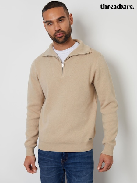 Бежевий - Threadbare Rib Panel Quarter Zip джемпери (F07700) | 1 442 грн