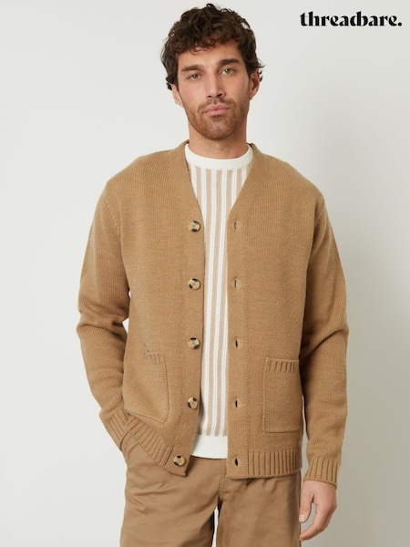 rjava - Threadbare Knitted V-Neck Cardigan (F07725) | € 39