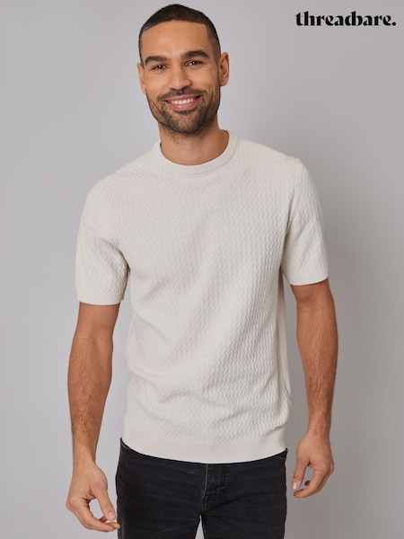 Threadbare Natural Textured Front Knitted T-Shirt (F07751) | €26