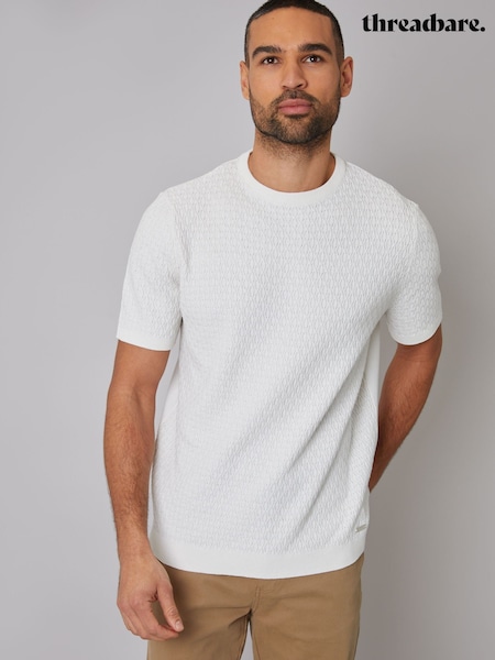 Threadbare Cream Mini Cable Knit T-Shirt (F07762) | €26