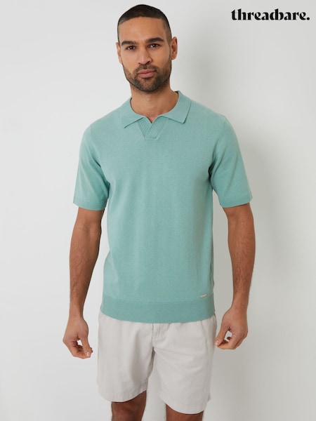 أخضر - Threadbare Trophy Neck Knitted Polo Shirt (F07785) | ‏146 د.إ.‏