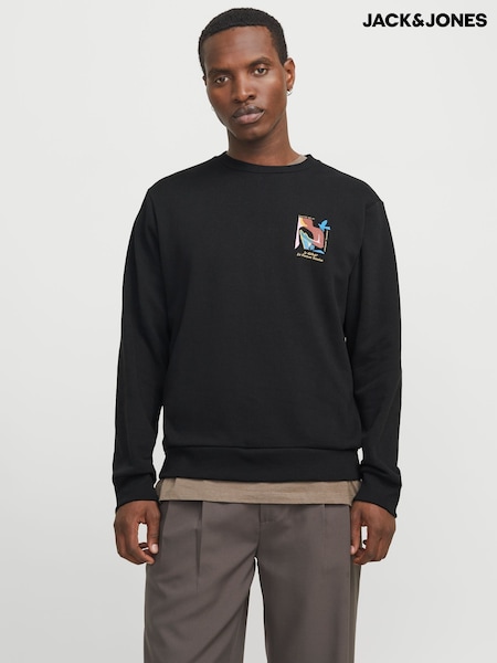 Jack & Jones Art Graphic Back Print Crew Neck Sweatshirt (F07793) | ‏151‏₪