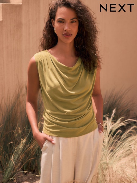 Olive Green N. Premium Drape Modal Sleeveless Top (F07816) | R$ 245