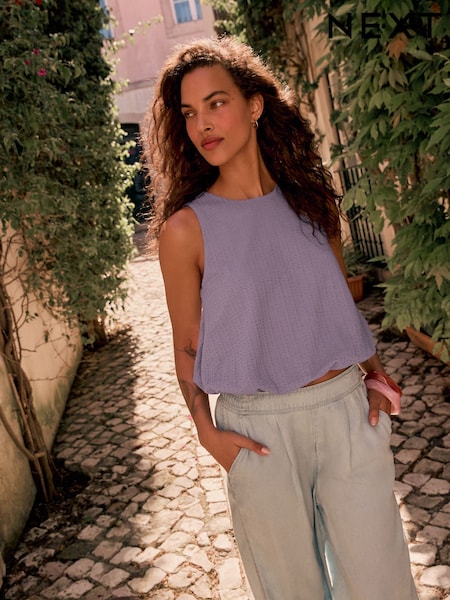 Lilac Purple Sleeveless Bubble Hem Top (F07834) | R$ 140