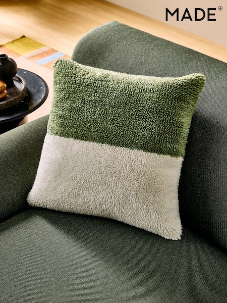MADE.COM Green Lori Tufted Berber Cushion (F07840) | €34