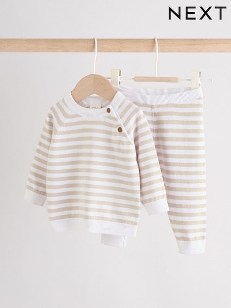 Neutral gestreift - Knitted Top and Leggings Baby Set (0mths-2yrs) (F07964) | 24 € - 27 €