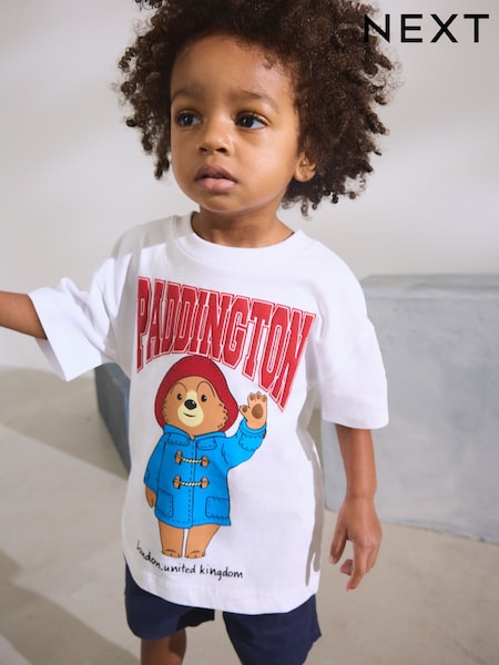 White Paddington Bear Short Sleeve T-Shirt (3mths-8yrs) (F08024) | 45 QAR - 54 QAR