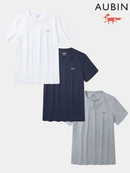 Aubin White/Navy/Grey Hemingbrough T-Shirts 3 Pack (F08081) | €129