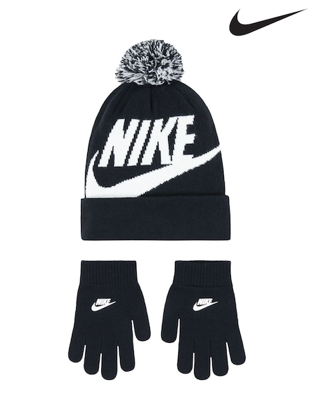 Nike Black Swoosh Pom Beanie and Glove Set (F08119) | €29