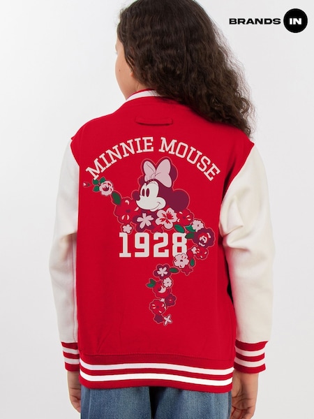 Brands In Red Girls Disney Minnie Mouse Flowers Varsity Jacket (F08132) | €71