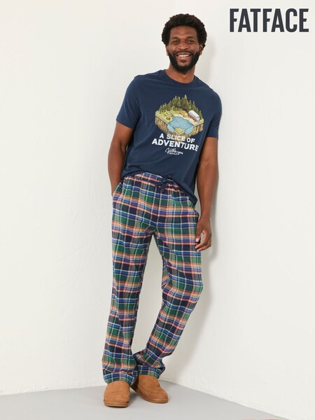 FatFace Milburn Cobalt Blue Check Pyjama Bottoms (F08269) | €56