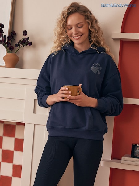 Bath & Body Works Navy Puff Printed Back Placement Hoodie (F08300) | €59.50