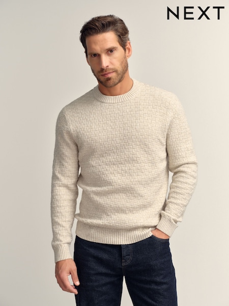 Neutral - Regular Fit Textured Crew Neck Knitted Jumper (F08306) | 243 LEI
