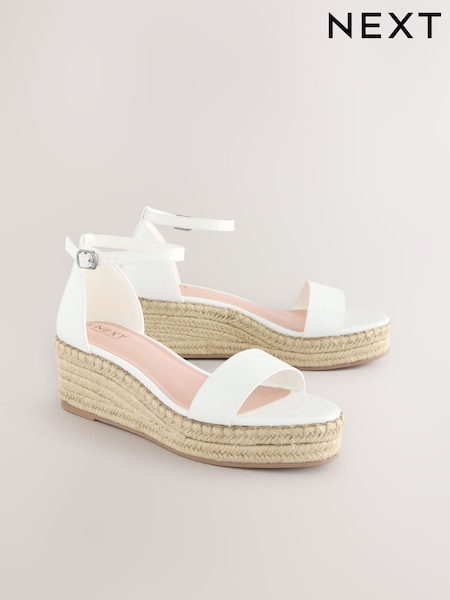 Valkoinen - Forever Comfort ® Round Toe Paksupohjainen Espadrilles Kiilakorkokengät Sandaalit (F08339) | €54