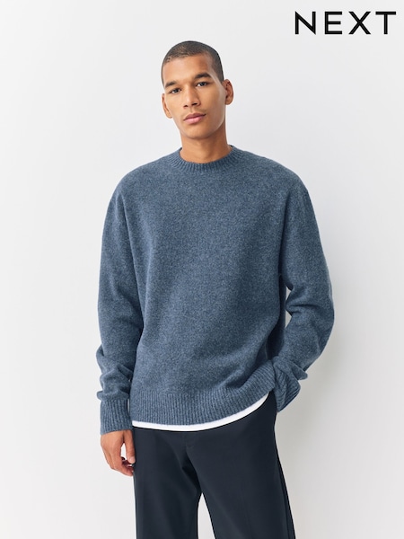 Azul - Relaxed Fit Cosy Crew Neck Jumper with Wool (F08350) | R$ 250