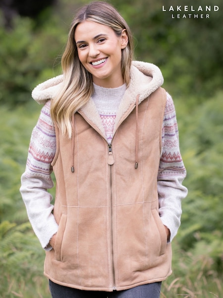 Lakeland Leather Grasmoor Shearling Hooded Gilet (F08397) | €629