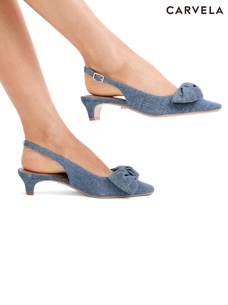 Carvela Denim Carina Bow Sling Shoes (F08433) | ₪598