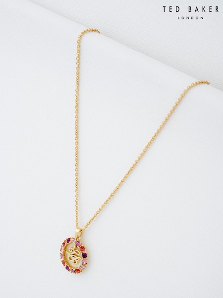Ted Baker Gold Tone Molli: Monogram Crystal Pendant Necklace (F08476) | €51