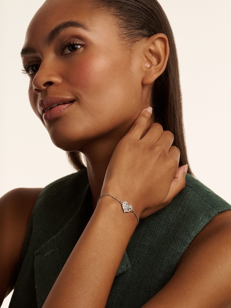 Ted Baker Silver Tone Cherisa: Crystal Cluster Heart Adjustable Bracelet (F08479) | €57