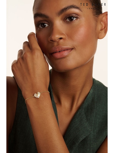 Ted Baker Gold Tone Cherisa: Crystal Cluster Heart Adjustable Bracelet (F08481) | €57