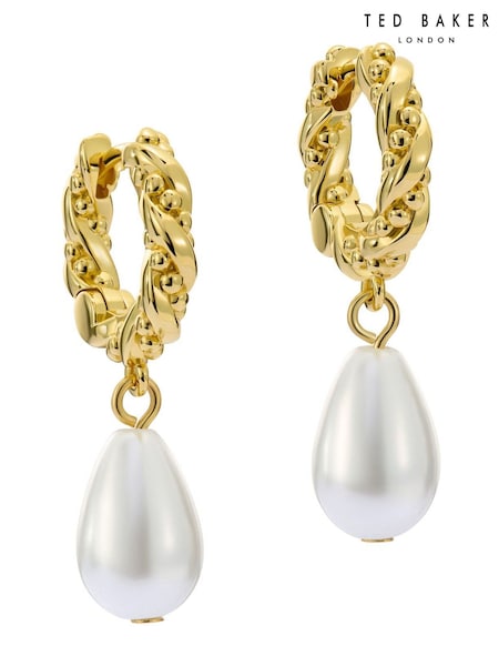 Ted Baker Gold Tone Tilly: Twisted Pearl Drop Earrings (F08482) | €51