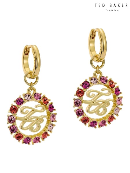 Ted Baker Gold Tone Molika: Monogram Crystal Huggie Earrings (F08484) | €51