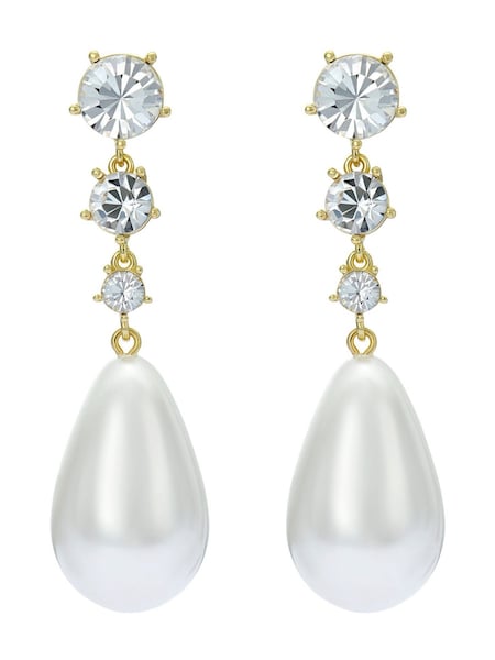 Ted Baker Gold Tone Pearsti: Statement Crystal Bead Drop Earrings (F08487) | AED269