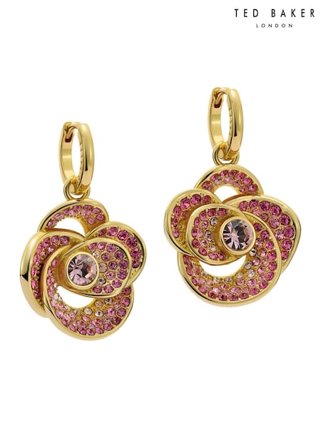 Ted Baker Gold Tone Florence: Crystal Flower Huggie Earrings (F08490) | €69