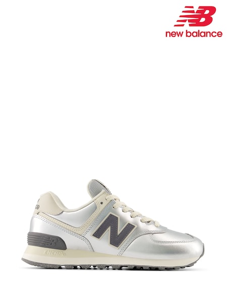 New Balance Silver Womens 574 Trainers (F08511) | €132