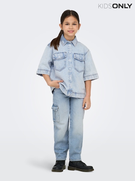 ONLY KIDS Blue Wide Leg Cargo Denim Jeans (F08546) | 209 LEI