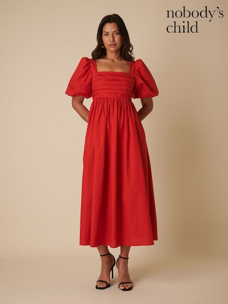 Nobodys Child "Nova Puff Sleeve Smock Midi Dress " (F08612) | €134